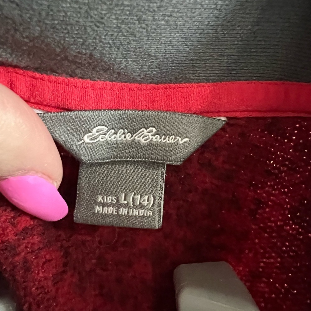 Eddie Bauer Boy’s Red and Gray Pullover Sweater - Picture 2 of 5